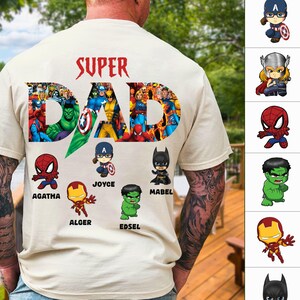 Super Dad PNG, Custom Kids Names Sublimation, Personalized Superhero Dad Shirt Design, Father’s Day Digital File Download
