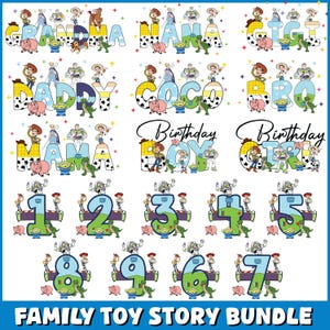 Toy Story Family PNG Bundle, Dad Mom Sis Bro PNG, Birthday Boy, Girl Matching Family PngCute Cartoon Png Design