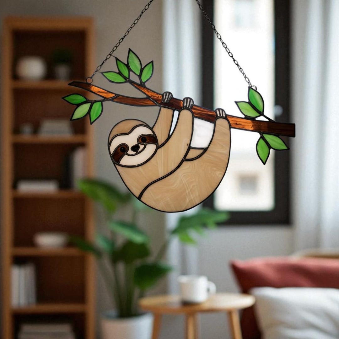 Sloth Stained Glass Suncatcher: Handmade Window Decor, Nature Lover ...