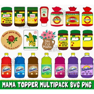 Retro Mama Topper png Bundle, Spanisch Madre SVG Set, glücklicher Muttertag SVG, Perfektes Geschenk für Lateinische Mütter, süßes mehrsprachiges SVG Paket
