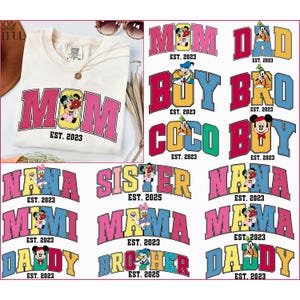 Cartoon & Friends Family Matching Shirt Png, Custom Family Shirt Png, Mom Dad Png, Personalized Mouse Kids Toddler Birthday Tee Png