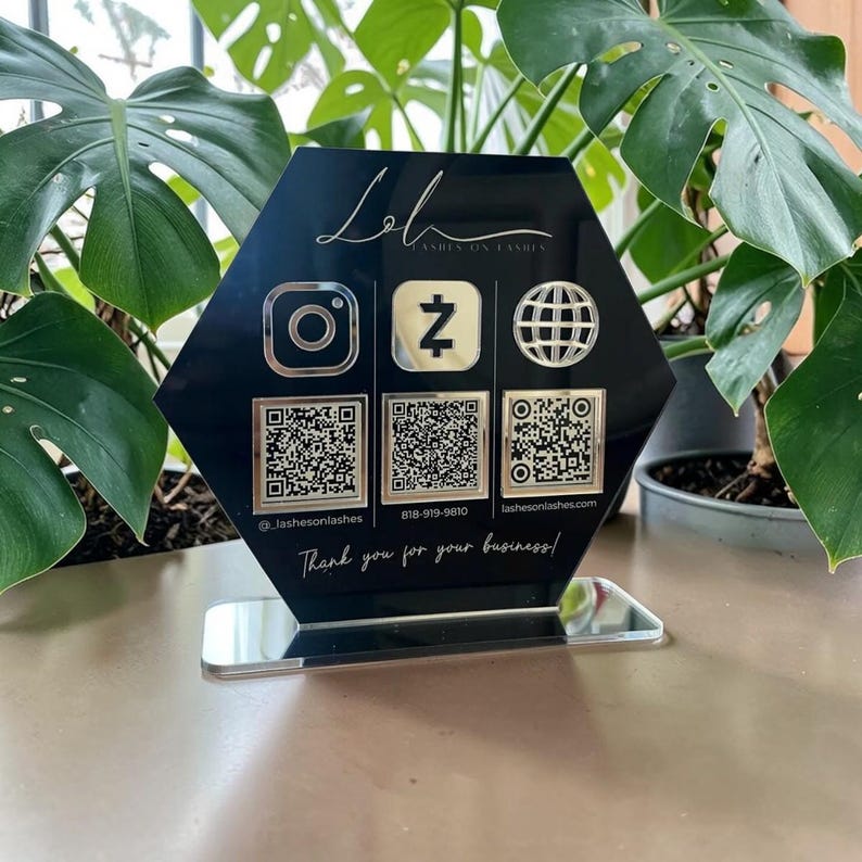 Acrylic QR Code Display Sign: Social Media, Google Review, Scan to Pay ...