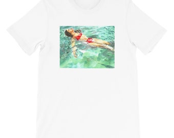 Floating Girl Watercolor Short-Sleeve Unisex T-Shirt