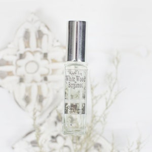 White Wood Bergamot Perfume Spring Inspired Fragrance of Warm Wood, Bergamot, White Tea, and Rain image 1