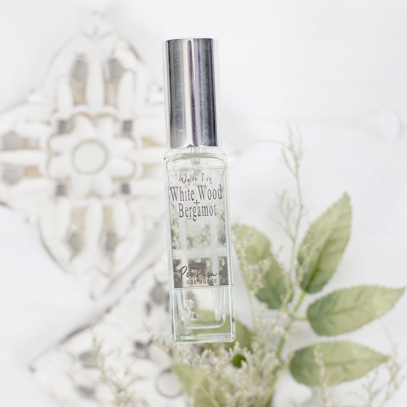 White Wood Bergamot Perfume Spring Inspired Fragrance of Warm Wood, Bergamot, White Tea, and Rain image 2