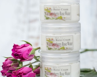 Wild Strawberry Rose Water Body Butter Cream with Rose Extracts