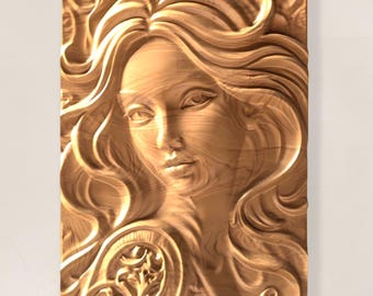 3D Carved Wall Panel CNC Files: STL/DXF Router Project (300x200x30 mm)