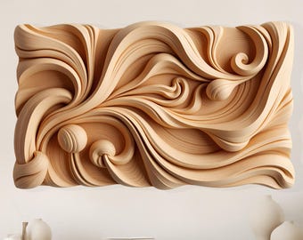 3D Carved Wall Panel CNC Files: STL Router Project (400x250x30 mm)