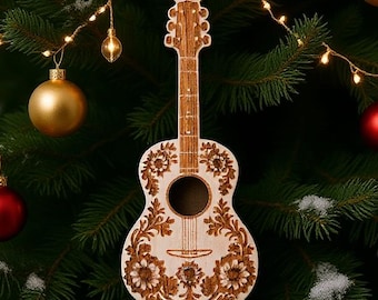 Laser Cut Guitar Christmas Ornament SVG File (Digital Download)