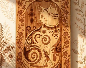 Laser cut file: 3D multilayered cat svg panel, wall art svg