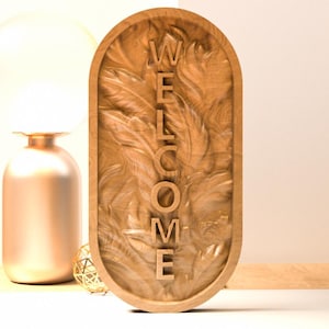 CNC Welcome Sign: 3D STL Model for Wood Carving