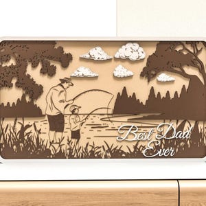 Arte mural para papá - Regalo del Día del Padre SVG - Regalo para papá SVG - Arte mural para papá - El mejor papá del mundo - Papá SVG - SVG en capas - Arte mural 3D - Archivos cortados con láser