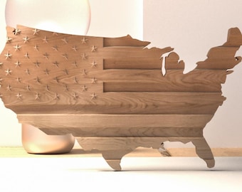 CNC American Flag 3D Model – Wavy USA (stl/obj/dxf Files)
