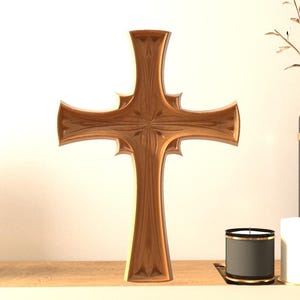 3D-Modell Kreuz. Aus Holz geschnitztes Kreuz. Kreuz stl-Datei. Religiöses stl Modell. Geschenk für Katholiken