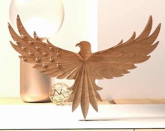 American Eagle Flag CNC Model – 3D STL File for Wood