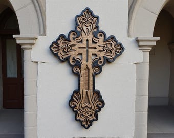 3D Layered Cross SVG File: Laser Cut Multilayer Design