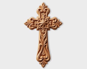 3D Cross STL Model: CNC Carving File for Woodworking