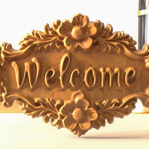 Welcome sign cnc - Cnc files for wood - cnc wood sculpture - stl wall decor -  cnc wall sculpture - cnc router files - Cnc sign