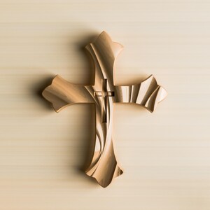 3D Cross STL Model: CNC Carving, Woodworking (19x15x2cm) (Digital File) image 2
