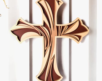 3D Layered Cross SVG File: Laser Cut Multilayer Design (Digital Download)