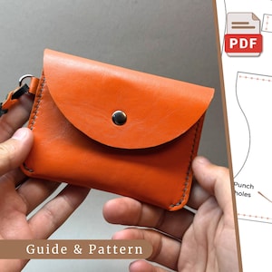 Cartera y monedero PDF, Cartera minimalista de cuero, Plantilla de cartera, Monedero DIY, Patrón de cartera PDF, Porta tarjetas pdf