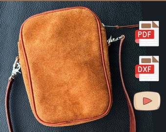 Leather Brickline Bag Sewing Pattern PDF + DXF: DIY Crossbody Bag Template