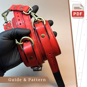 Leather Cuffs Pattern PDF, DIY Wrist Cuffs Template, Handmade Leather Cuffs, Leather Cuffs PDF, Wrist Restraints Pattern, Cuffs Template