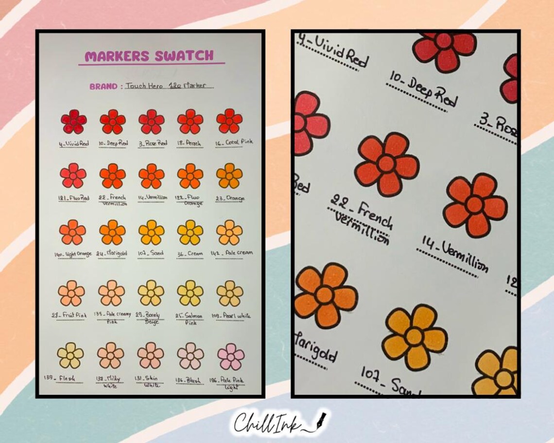 Printable Marker Swatch Digital Pdf A4 Format Download And Print