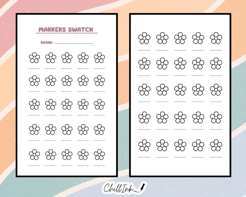 Printable Marker Swatch Digital Pdf A4 Format Download And Print