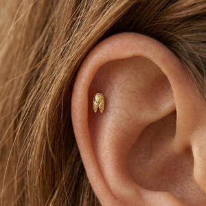 Sterling Silver Cicada Cartilage Earring •  Valentine's Day Gift • Birthday Gift for Girlfriend • Minimalist Bug Ear Stud