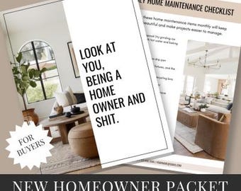 Paquete para propietarios de vivienda / Guía para compradores de vivienda / Paquete de cierre / Nuevo propietario de vivienda / Lista de verificación para compradores de vivienda / Plantilla de Canva para bienes raíces / Paquete de cierre