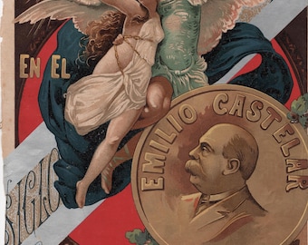 Antyczna Okładka Litograficzna 1895 Historia de Europa Emilio Castelar