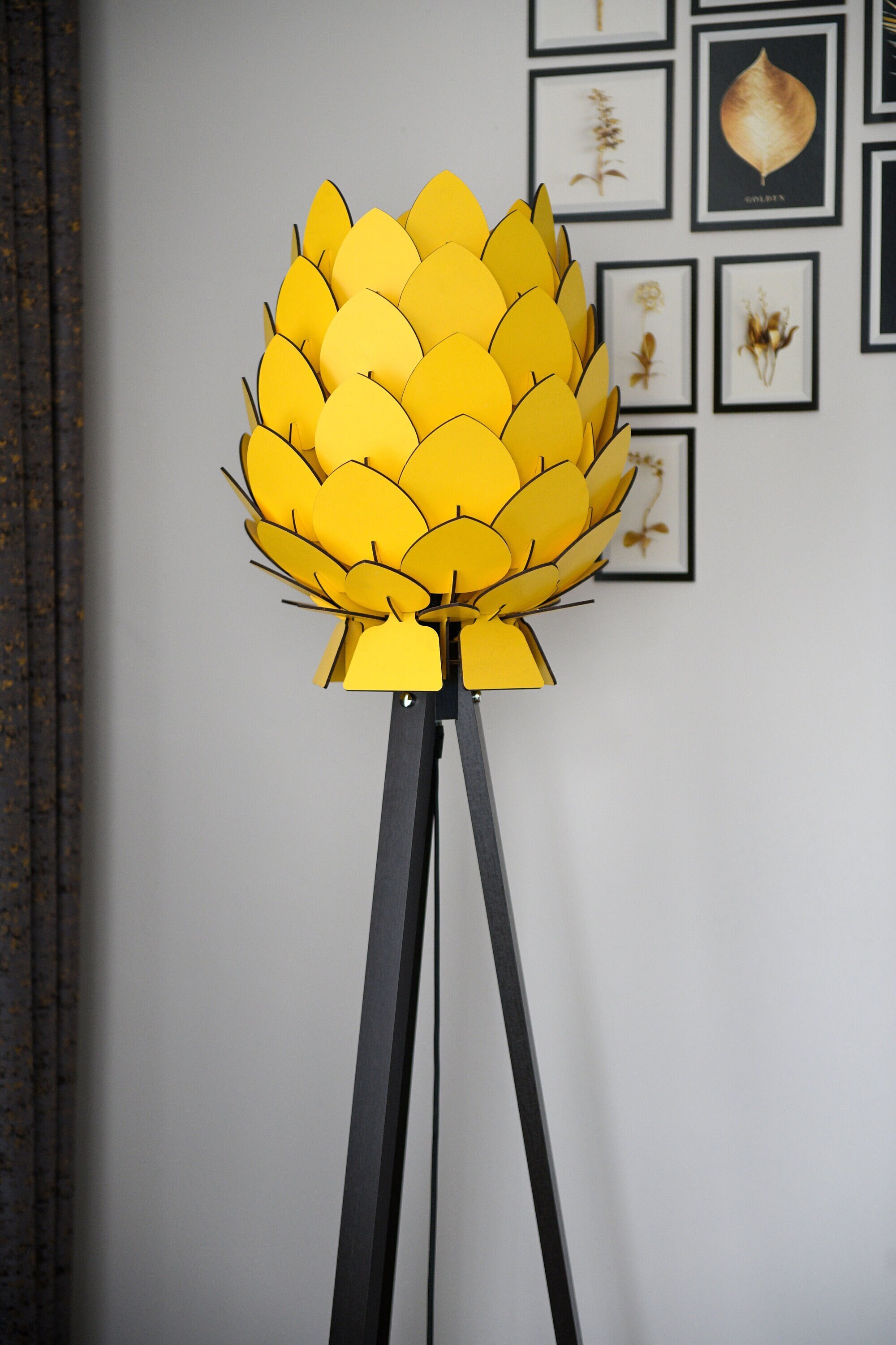 Wooden Floor Lamp, Standing Wooden Modern Lamp, Rustic Ambiance Floor ...
