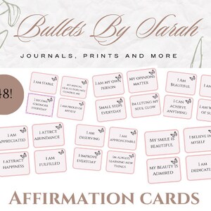 48 cartes d'affirmation, cartes d'affirmation positive, citations d'amour de soi, motivation, positivité, confiance en soi, soin de soi