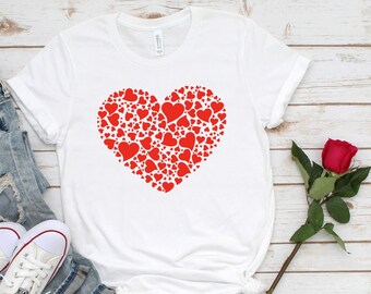 white shirt with red hearts