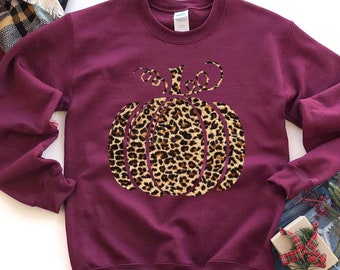 Leopard Pumpkin Sweatshirt, Cheetah pumpkin, Fall Sweatshirt, Pumpkin shirt