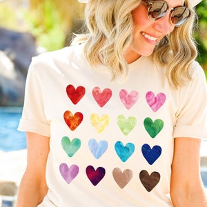 Watercolor Heart Shirt, Heart Graphic Shirt, Womens Valentine&#39;s Day Graphic Shirt, Valentine&#39;s Day Gifts, Love, Wife Gift, Watercolor Heart