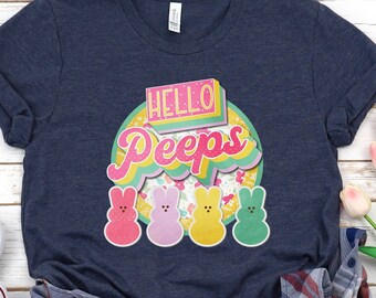 Easter Shirt, Hello Peeps Shirt, Bunny Shirt, Easter Vintage Shirt, Toddler Easter Shirt, Easter Matching Shirt,Cute Easter Bunny Shirt