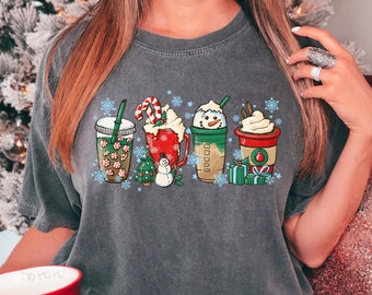 Camisa de café de Navidad, Camisa de Navidad para mujeres, Linda camisa de Navidad, Camisa de Navidad, Camisa de Navidad acogedora, Regalo de Navidad, Amante del café