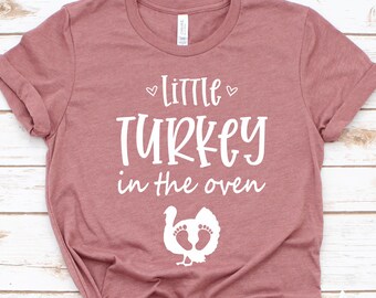 Little turkey in the oven pregnancy fall shirt - fall pregnancy announcement - fall announcement - pregnancy announcement shirts - fall baby