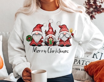 CHUOAND Christmas Sweatshirts for Women Christmas Tree Graphic Pullover  Sweatshirt Cute Crewneck Christmas Gnome Shirts Tops