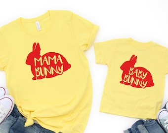 Conjunto de conejito de la familia, mamá conejito bebé conejito, camisas de conejito de la familia, unisex mujeres niños niños lindos conejito partido camiseta, mamá papá bebé conejito