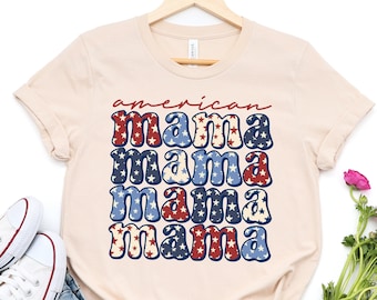 American Mama Shirt, 4th Of July Shirt, Patriotic Shirt, USA Flag Shirt, America Shirt, Groovy USA Shirt, Freedom Tee, Retro American Shirt