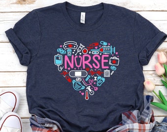 Nurse Heart Shirt, Nurse Shirt, Nursing School T Shirt, Nursing School Tee, Nurse Shirt, Funny Nursing Shirt