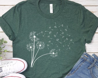 Windflower Shirt, Dandelion Shirt for Women, Inspirational Shirt, Flower Graphic T-shirt, Blossoms Shirt, Cute Trending Womens T-Shirt