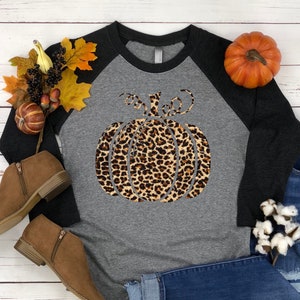 Leopard Pumpkin T-Shirt, Cheetah Pumpkin Shirt,Thanksgiving Shirt, Thankful Shirt,Fall Shirt, Hello Pumpkin,Family Matching, raglan t-shirt