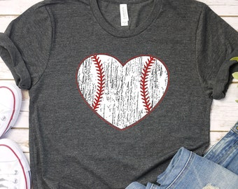 Baseball Shirt, Cute Baseball Tee, Baseball Heart shirt, Vintage Baseball Shirt, Retro Baseball shirt, Baseball Mom Gift, Shirts For Women