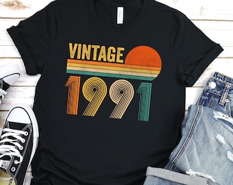Vintage 1991 Shirt, 30th Birthday, 30th Birthday Gift, 30th Birthday Party, 30th Birthday Shirt, 1991 T-Shirt, Retro Birthday Gift