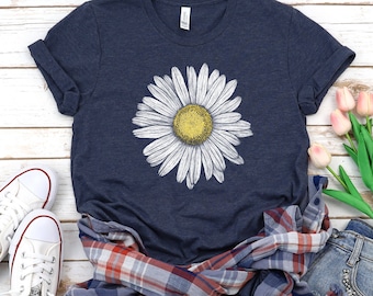 Daisy shirt, Wildflower shirt, boho shirt, floral t-shirt Gift, Birth Month Flower, Gift for sister, Summer Shirt, Women Shirt, Flower Shirt