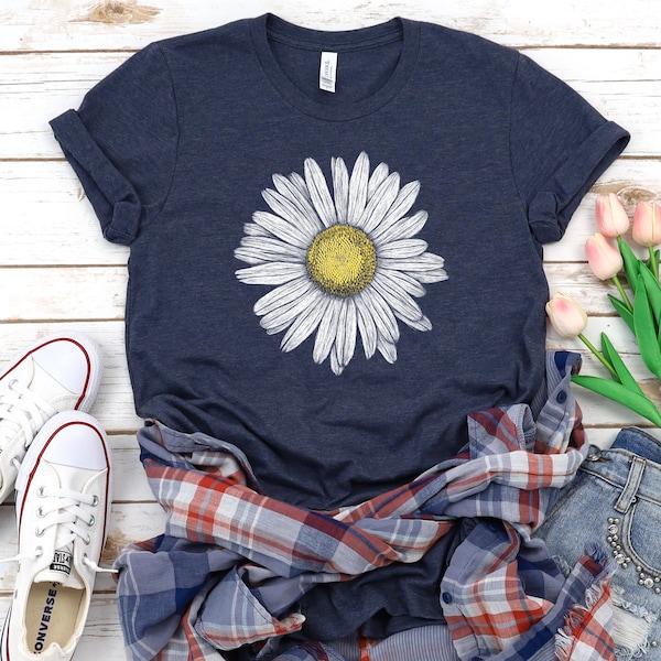 Daisy shirt, Wildflower shirt, boho shirt, floral t-shirt Gift, Birth Month Flower, Gift for sister, Summer Shirt, Women Shirt, Flower Shirt